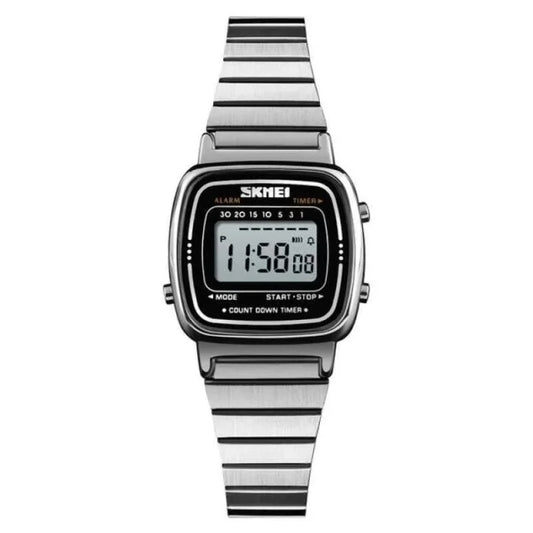 Skmei – 1901 – DIGI Metal Band Women Watch – Silver