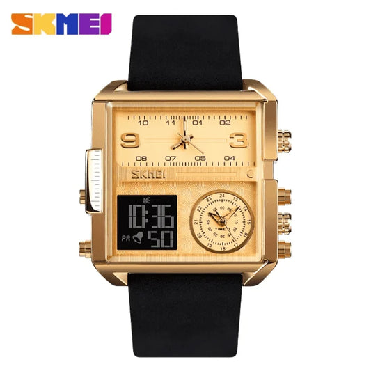 Skmei – 1584(strap) – Sports Quartz Waterproof Tiple time – Golden