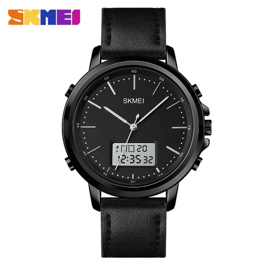 Skmei – 1652 – Leather Multifunctional Waterproof – Black