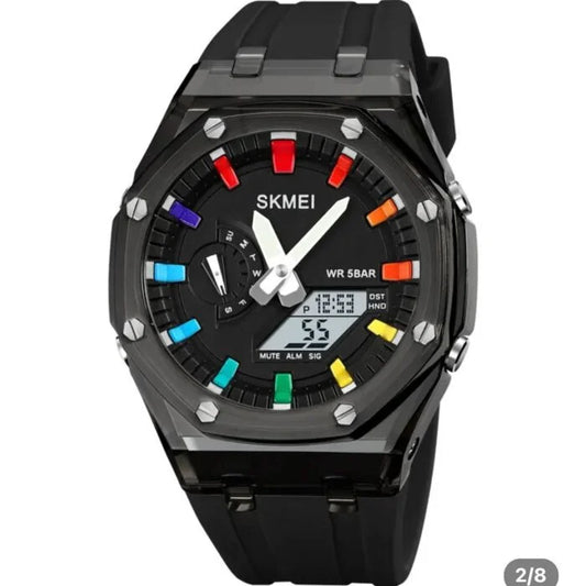 Skmei – 2100 – World Time 50m Waterproof – Black White